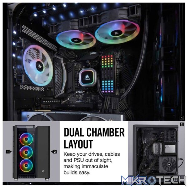 Corsair Crystal Series 680X Black RGB E-ATX Chassis with Tempered Glass Side Panel - Image 6